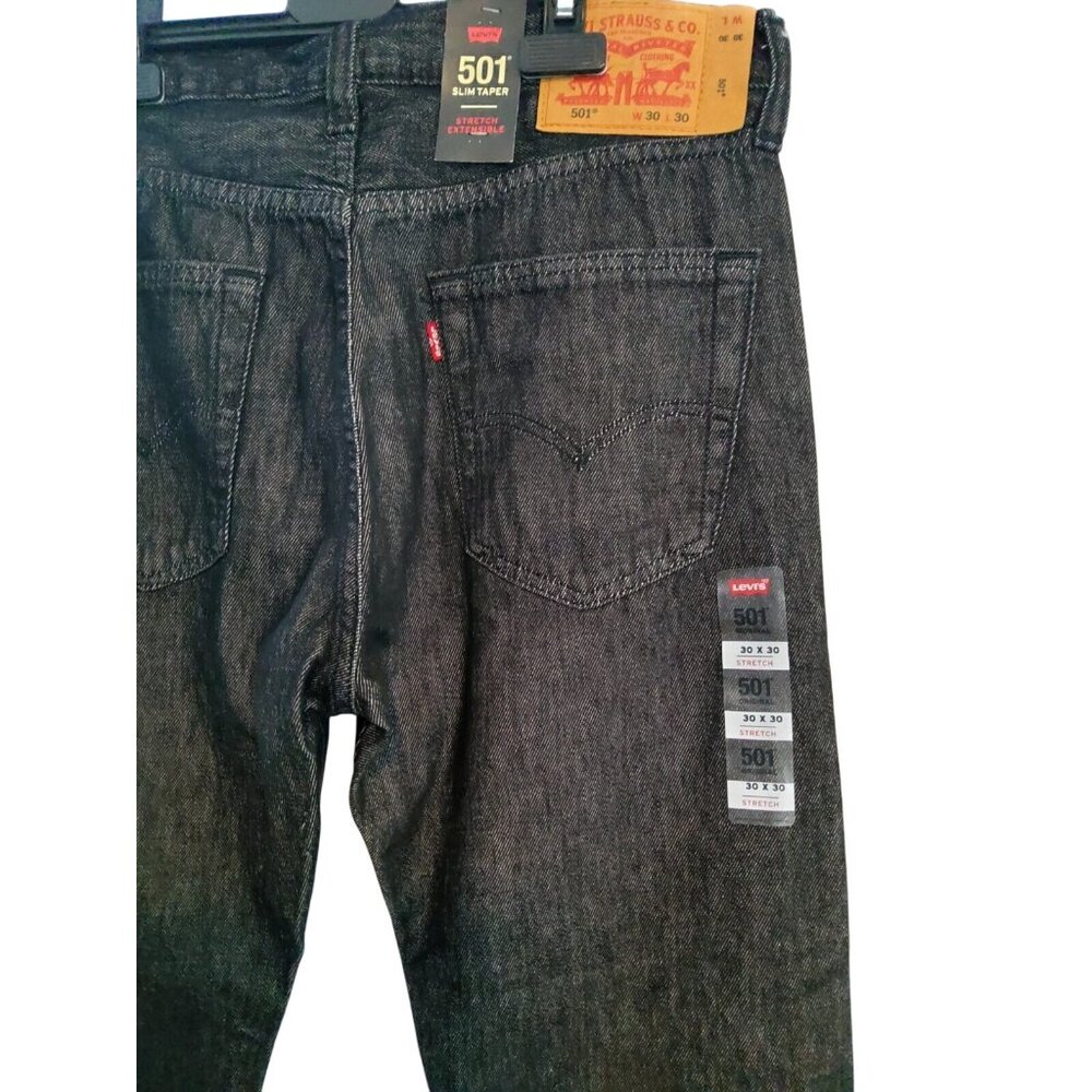 New Levi's 501 Original Fit Jeans Mens 30x30 Black Button Fly Academia Workwear￼ - Picture 4 of 12